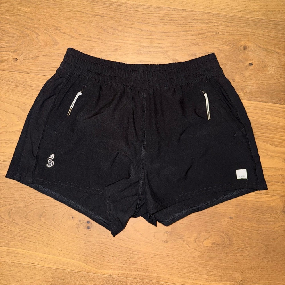 Vuori Black Women's Athletic Shorts with Zip Pockets